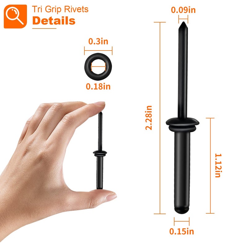 HLOGREE 3/16"" x 1"" Tri Grip Rivets - 100PCS - Tri-fold Marine Decorative Pop Rivets with Waterproof O Rings,Tri-Grip Rivets for Boat Canoe,Aluminum Blind Rivets Tri Grip Boat Kayak Rivets,Trifold Rivets - Image 2
